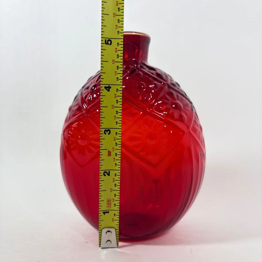 Vintage MMA Ruby Red Glass Daisy button Small Flask Vase Metropolitan Museum Art